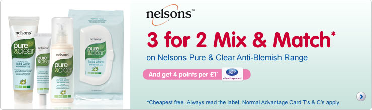 3 for 2 mix and match on Nelsons Pure and Clear anti-blemish range